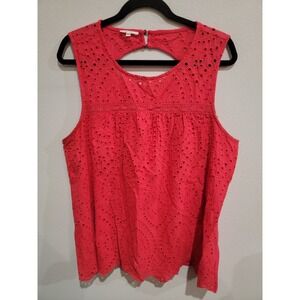 Maurices Pink Eyelet Front High Neck Tank Sleeveless Top Size 2X